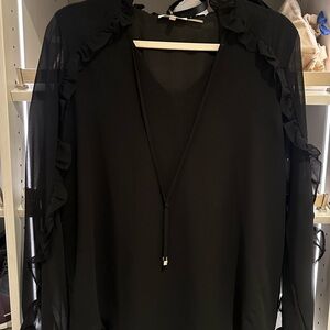 Calvin Klein Black Ruffle Blouse